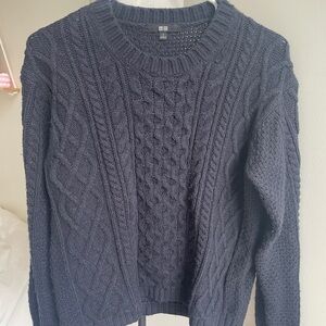 Cable Knit Sweater in Navy Blue